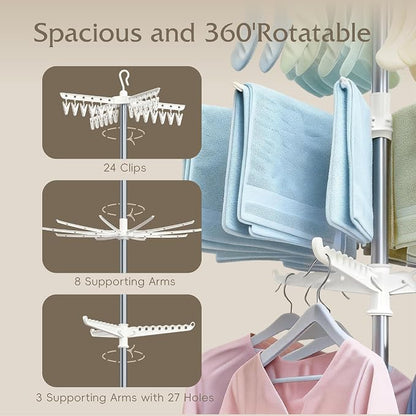 Beaudaily Clothes Drying Rack, Foldable 79.5-Inch Laundry Drying Rack, 3 Tie - Image 5