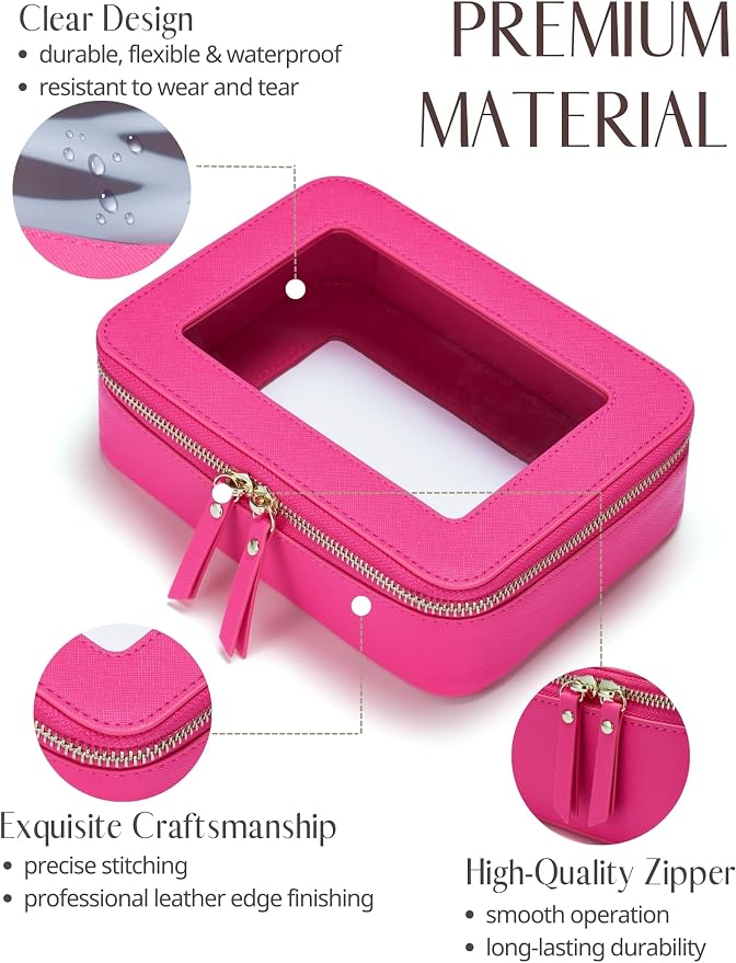 Popvibe Clear Makeup Bag Travel Cosmetic Case Transparent Toiletry Bag - Image 3
