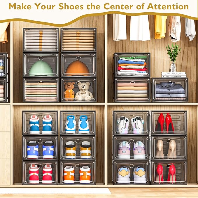 12 Pack Clear Shoe Storage Organizer - Image 6
