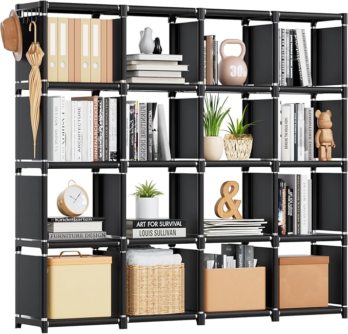 Mavivegue Bookshelf, 16 Cube Storage Organizer, Book Shelf Organizer, Tall by Mavivegue