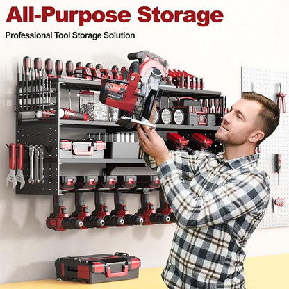 4 Tier Power Tool Organizer Wall Mount, 8 Cordless Tool Rack, 320LBS Heavy Duty - Image 7
