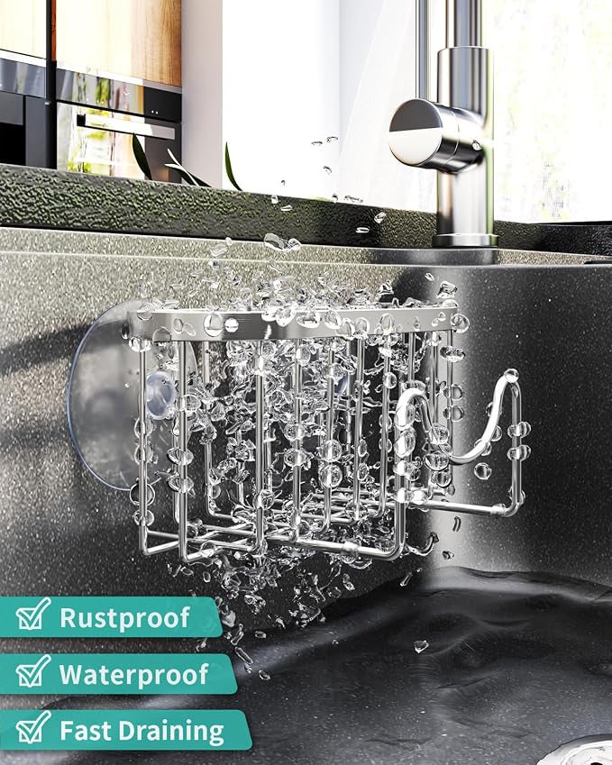 HapiRm Multifunctional Adhesive Kitchen Sink Organizer - Image 4