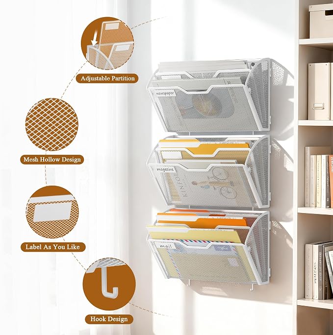 Docnest 3 Pack 3 Tier Mesh Wall File Holders - Image 5