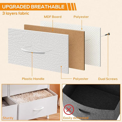 DUMOS Dresser for Bedroom, 4 Storage Drawers Tall Fabric Closet Chests | - Image 5