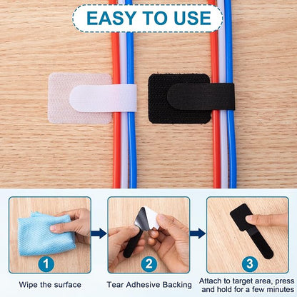 20pcs Hook and Loop Cable Ties, 3.94 Inch Self Adhesive Cable Management Straps - Image 3