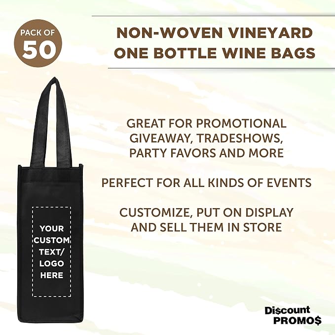 DISCOUNT PROMOS Non-Woven Vineyard Two Bottle Wine Bags - Image 3