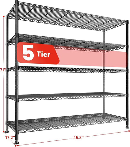 REIBII 45.8“W Storage Shelves Metal Shelving, 5-Tier Wire Shelving, Sturdy - Image 3