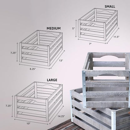wald imports - Set of 3 Rustic Distressed Wooden Crates - Image 5