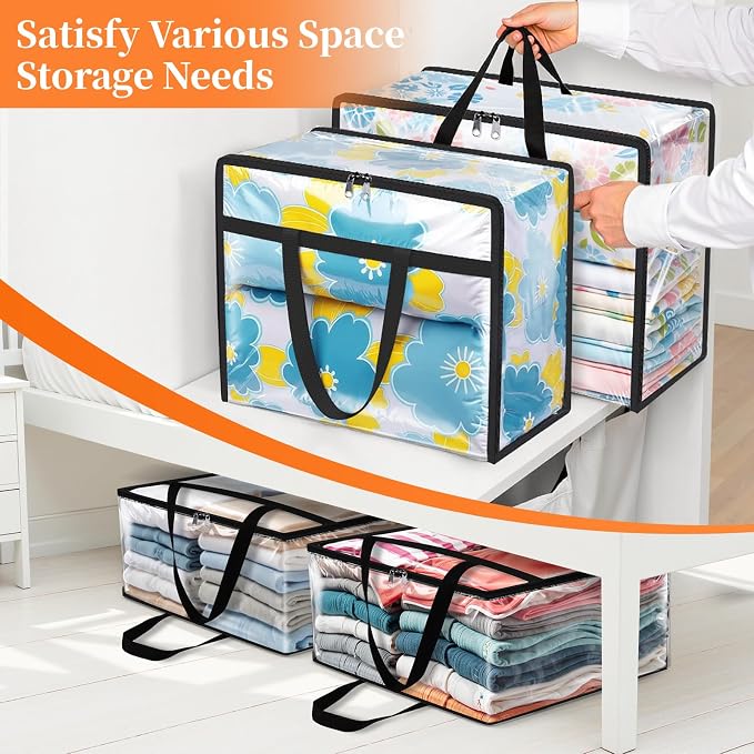 SpaceTrove Clear Clothes Storage Bags, 4 Pack Closet Organizers and Under Bed - Image 7