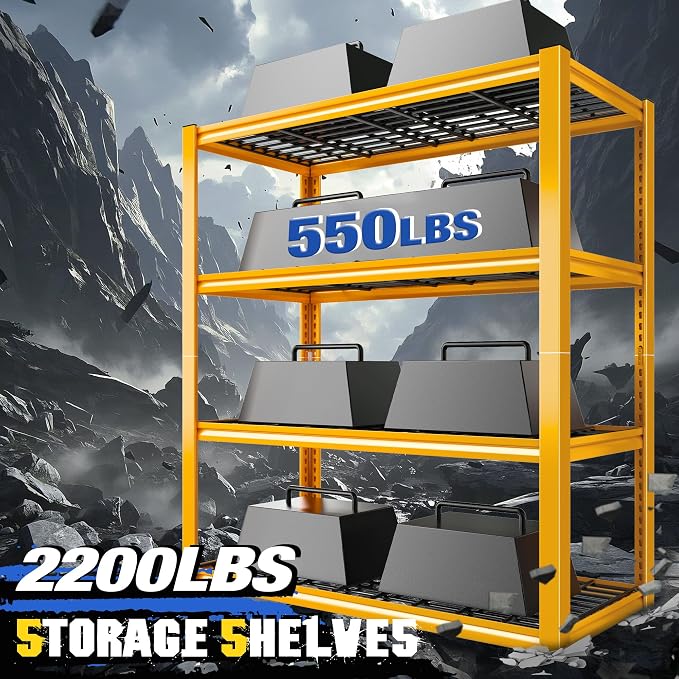 REIBII 40" W Yellow Garage Shelving - Image 6