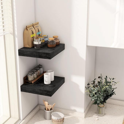 Fun Memories 12 Inch Floating Shelf, Rustic Wood Wall Shelves - Image 2