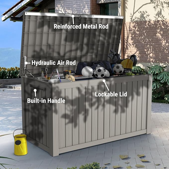 Mars Villa 180 Gallon Outdoor Storage Box, Large Resin Deck Box Waterproof - Image 8