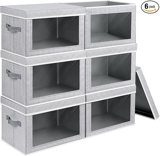 Homsorout Storage Bins with Lids, 6 Pack Large Storage Cubes with Window by Homsorout