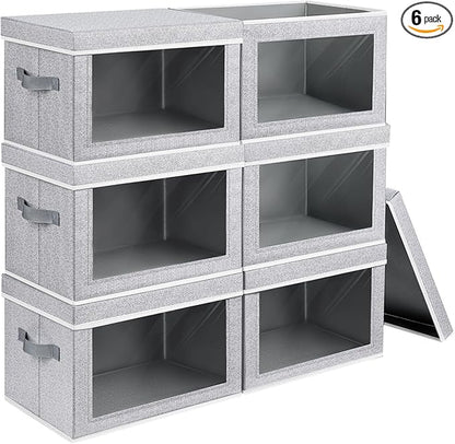 Homsorout Storage Bins with Lids, 6 Pack Large Storage Cubes with Window by Homsorout
