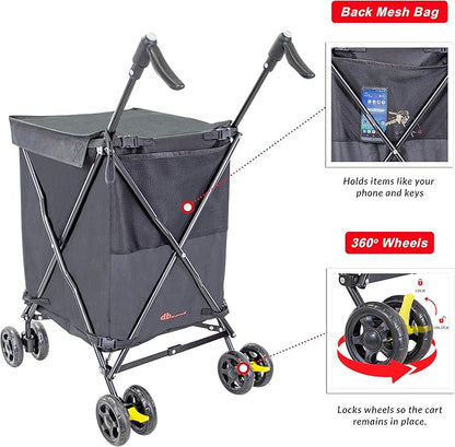 dbest Products Cruiser Cart Urban 360 Folding Shopping Grocery Collapsible - Image 3