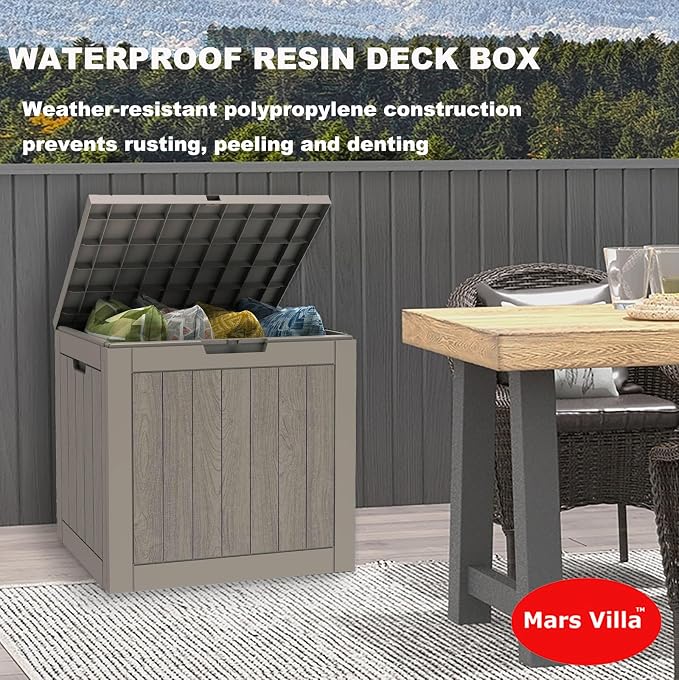 Mars Villa 31 Gallon Deck Box, Outdoor Storage Box Waterproof, Outside Resin - Image 2