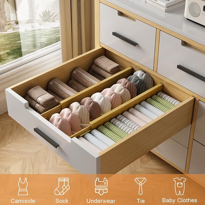 Bamboo Drawer Dividers, 17-22" Adjustable Kitchen Drawer Organizer - Image 4