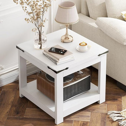 Homieasy End Table, 20 Inch Square End Table, Farmhouse Wood Side Table by Homieasy