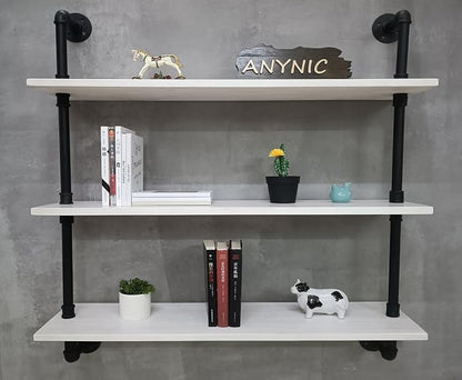 HDDFER Floating Bookshel Industrial Pipe Shelving Pipe Shelves Rustic White - Image 6