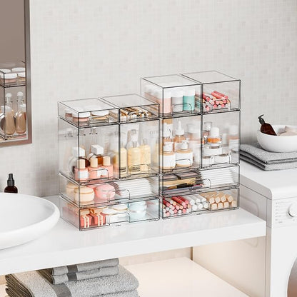 Yieach 12.1''W Clear Stackable Storage Drawers, 2 Pack Acrylic Drawer Organizer - Image 6