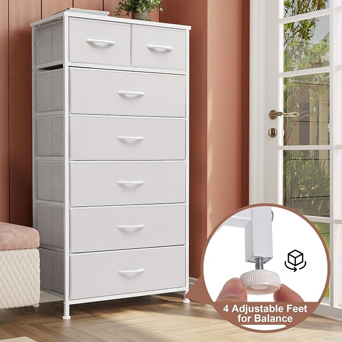 Fabric Dresser with 7 Drawers, Vertical Storage Tower | Sturdy Steel Frame - Image 7