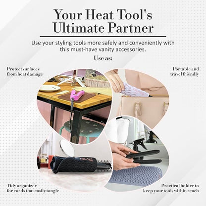Vanity Accessories Heat Resistant Mat – Silicone Flat Iron & Curling Iron Holder - Image 9