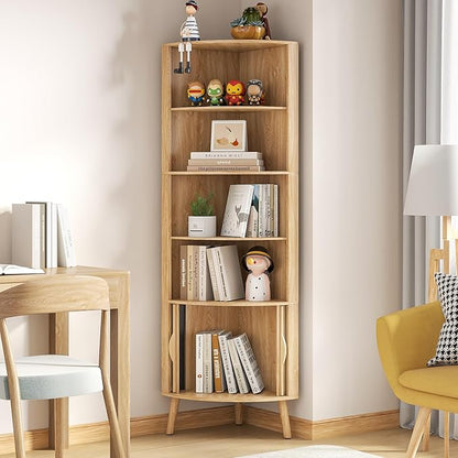 5-Tier Corner Shelf, 66.73''Tall Modern Corner Bookshelf, 5 Shelf Bookcase - Image 6