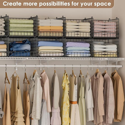 Stackable Closet Organizers and Storage Baskets, 4-Tier Closet Shelf Organizer - Image 6