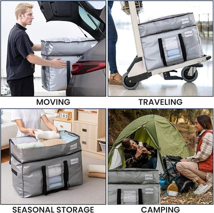 TAILI 2 Tier Extra Large Moving Bags, 4 Pack Silver Heavy Duty Totes - Image 9