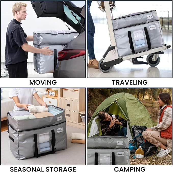 TAILI 2 Tier Extra Large Moving Bags, 2 Pack Silver Heavy Duty Totes - Image 9