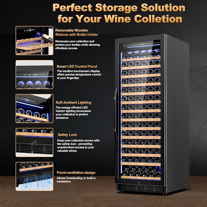 24 Inch Wine Cooler Refrigerator, 179 Bottles Wine Fridge Large Capacity - Image 3