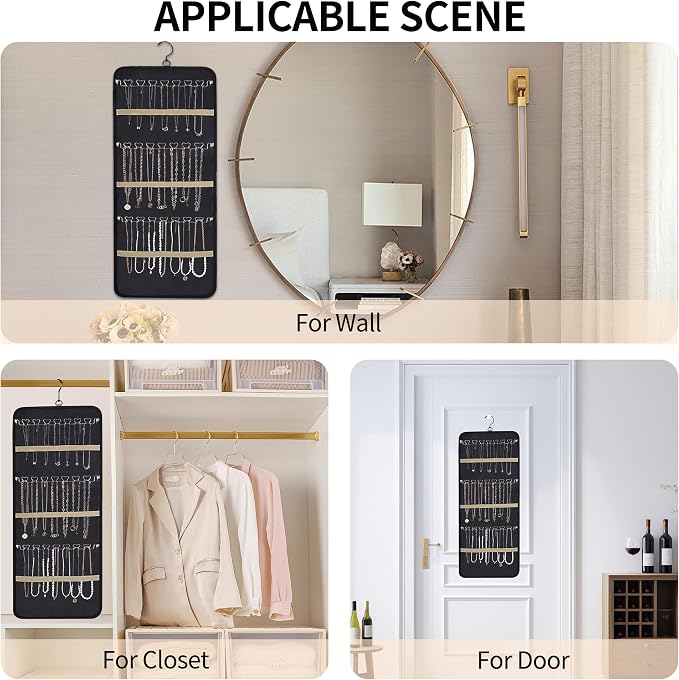 Bloss Hanging Jewelry Organizer-48 Pockets Dual-Sided Hanging Jewelry - Image 4