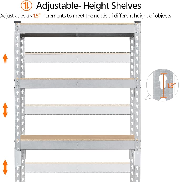 Topeakmart 5-Tier Utility Shelves, Metal Storage Shelves, Adjustable Shelving - Image 6