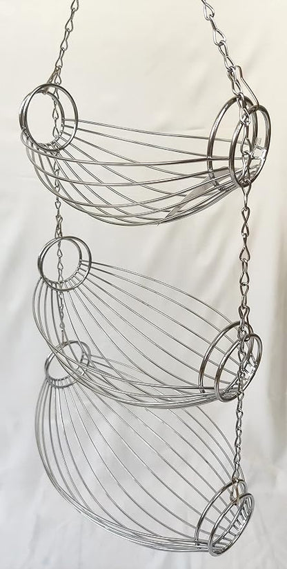 3 Tier Fruit Bowl Fruit Basket for Kitchen, Hanging Kitchen Storage Organizer - Image 4