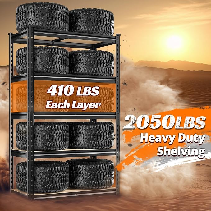 REIBII Set of 3 Storage Shelves 5 Tier Garage Shelving Heavy Duty Load 2000LBS - Image 6