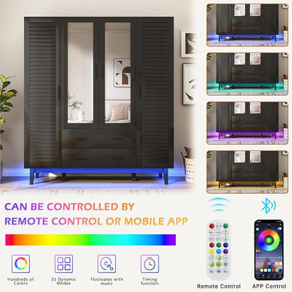 jiteentarou 4 Door Armoire Wardrobe Closet Cabinet - Image 6