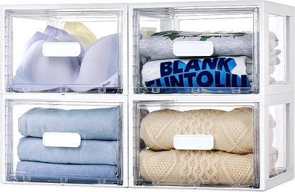 Vtopmart 4 Pack 18QT White Stackable Storage Drawers, Easily Assemble Acrylic - Image 7