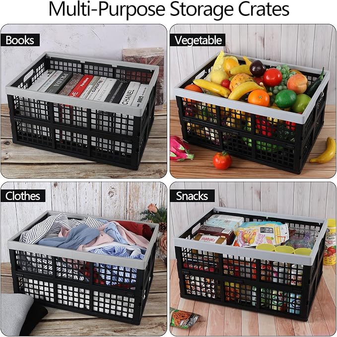 Ggbin 4 Pack Stackable Storage Crates Large, 42 L Plastic Collapsible Crates - Image 6