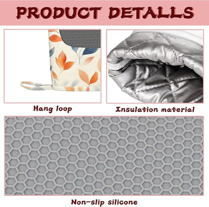 Autumn Leaves Heat-Resistant Silicone Oven Mitts and Pot Holder 4 Piece Set - Image 3