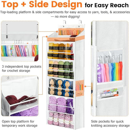 Yarn Storage Organizer, Yarn Holder Over the Door Hanging Crochet Kit Storage - Image 2