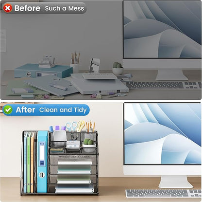 Lavatino Desk Organizer, 5-Tier Metal Mesh Paper Letter Tray - Image 3