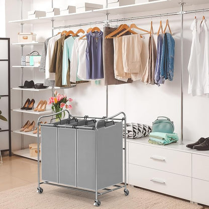 Simple Houseware Heavy-Duty 3-Bag Laundry Sorter Cart - Image 3