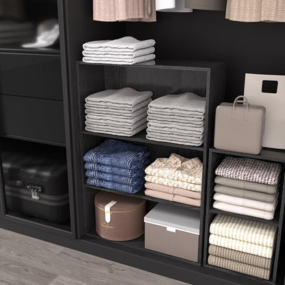 Wooden 3 Cube Storage Organizer, 3 Tier Low Bookcase Storage Display Organizer - Image 4