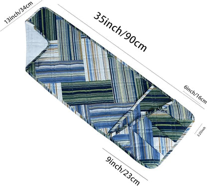 Brilliant Sunshine Teal Herringbone Patchwork Couch Armrest 5 Pockets Organizer - Image 5