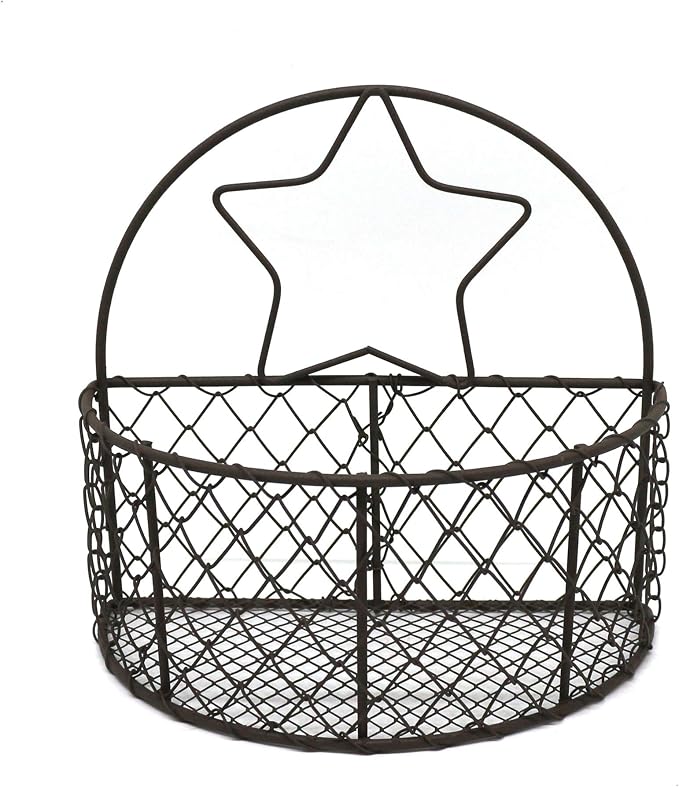 Wall Mounted Chicken Wire Storage Basket Rustic Hanging Wire Bin Organizer by CVHOMEDECO