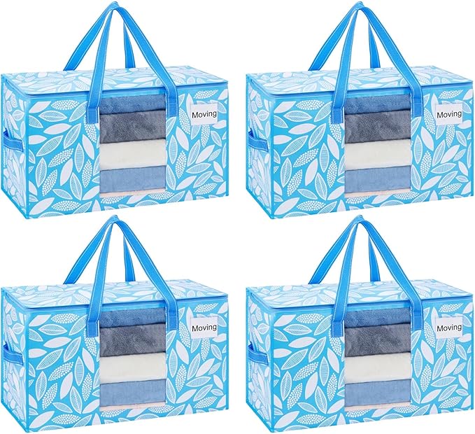 VENO 4 Pack Heavy Duty Moving Bags, Clothes and Comforter Storage Bags by Veno
