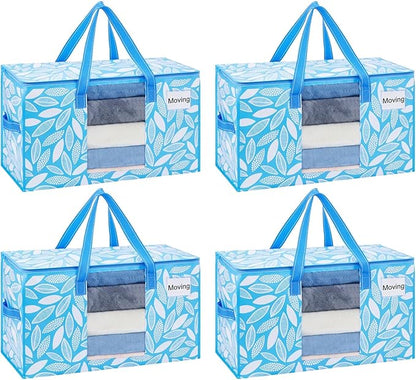 VENO 4 Pack Heavy Duty Moving Bags, Clothes and Comforter Storage Bags by Veno