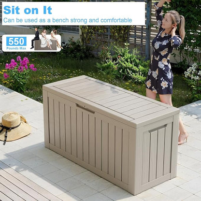Vixzen 80 Gallon Deck Boxes Outdoor Waterproof, Resin Lockable Storage Box - Image 5