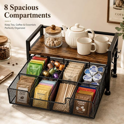 Tea Bag Organizer, Tea Bag Organizer Drawer, Wood Tea Organizers and Storage - Image 5