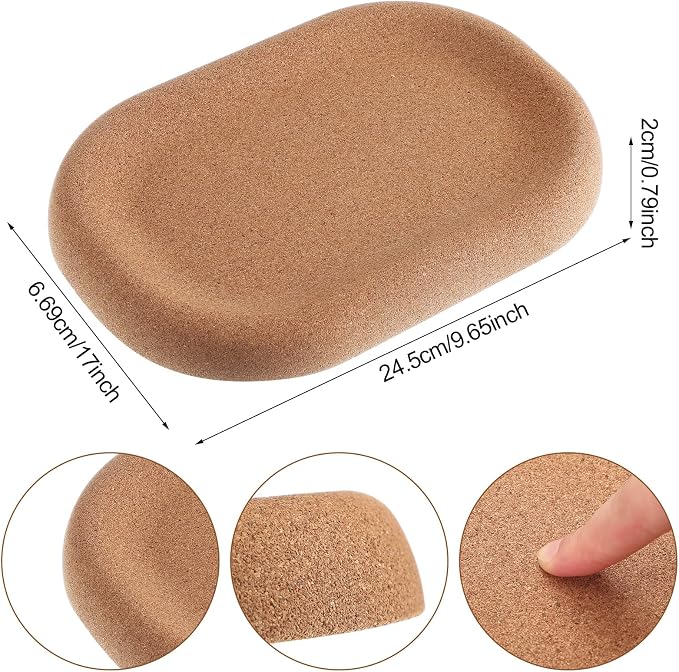 Novabright 2 Pack 9.65 Inch Brown Cork Trays Decorative Catch All Tray - Image 2